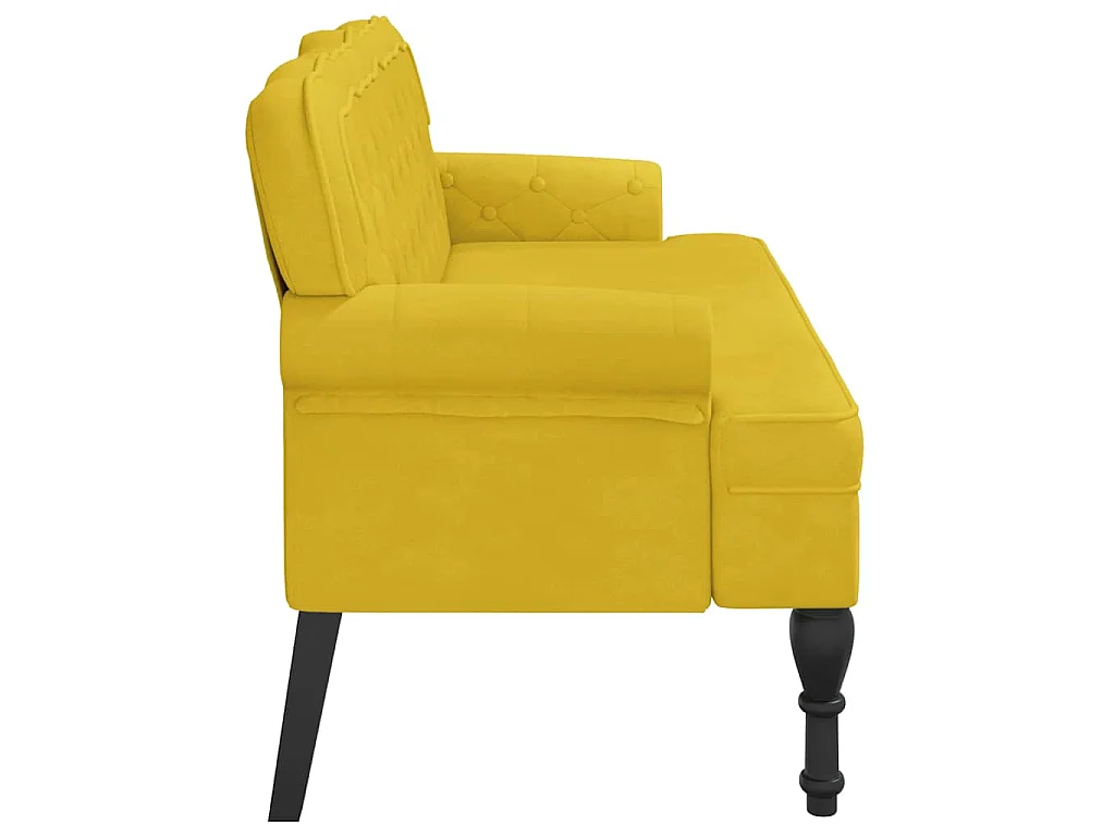Banc avec dossier jaune 119,5x64,5x75 cm velours