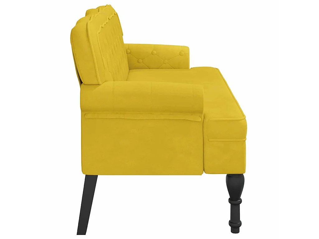 Banc avec dossier jaune 119,5x64,5x75 cm velours