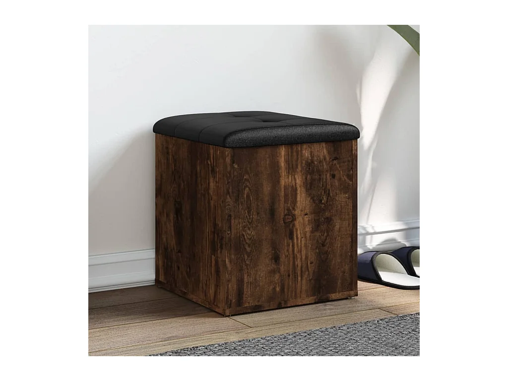 Banc de rangement chêne fumé 42x42x45 cm bois d'ingénierie