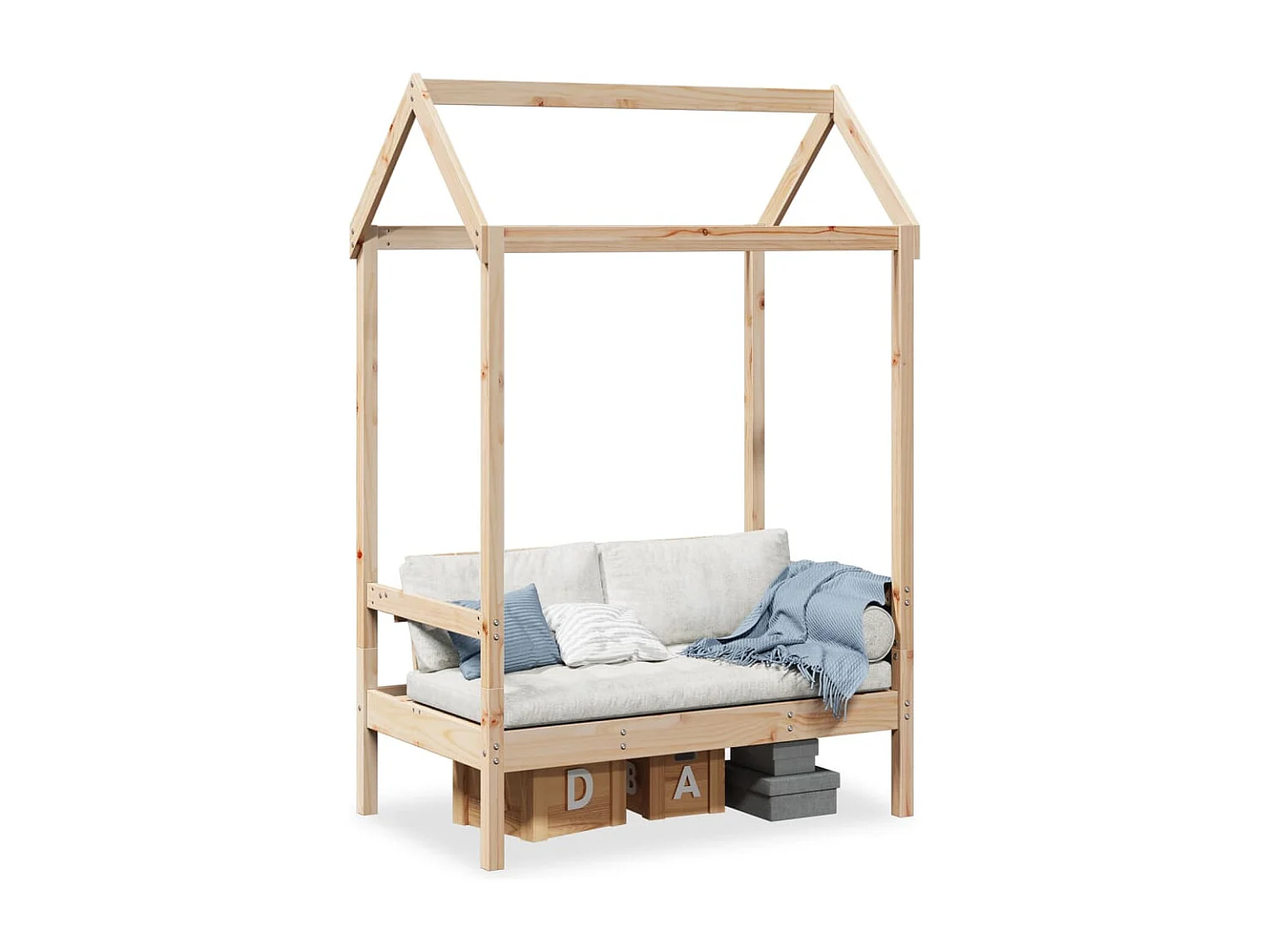 Bank met dak 117,5x70x176,5 cm massief grenenhout