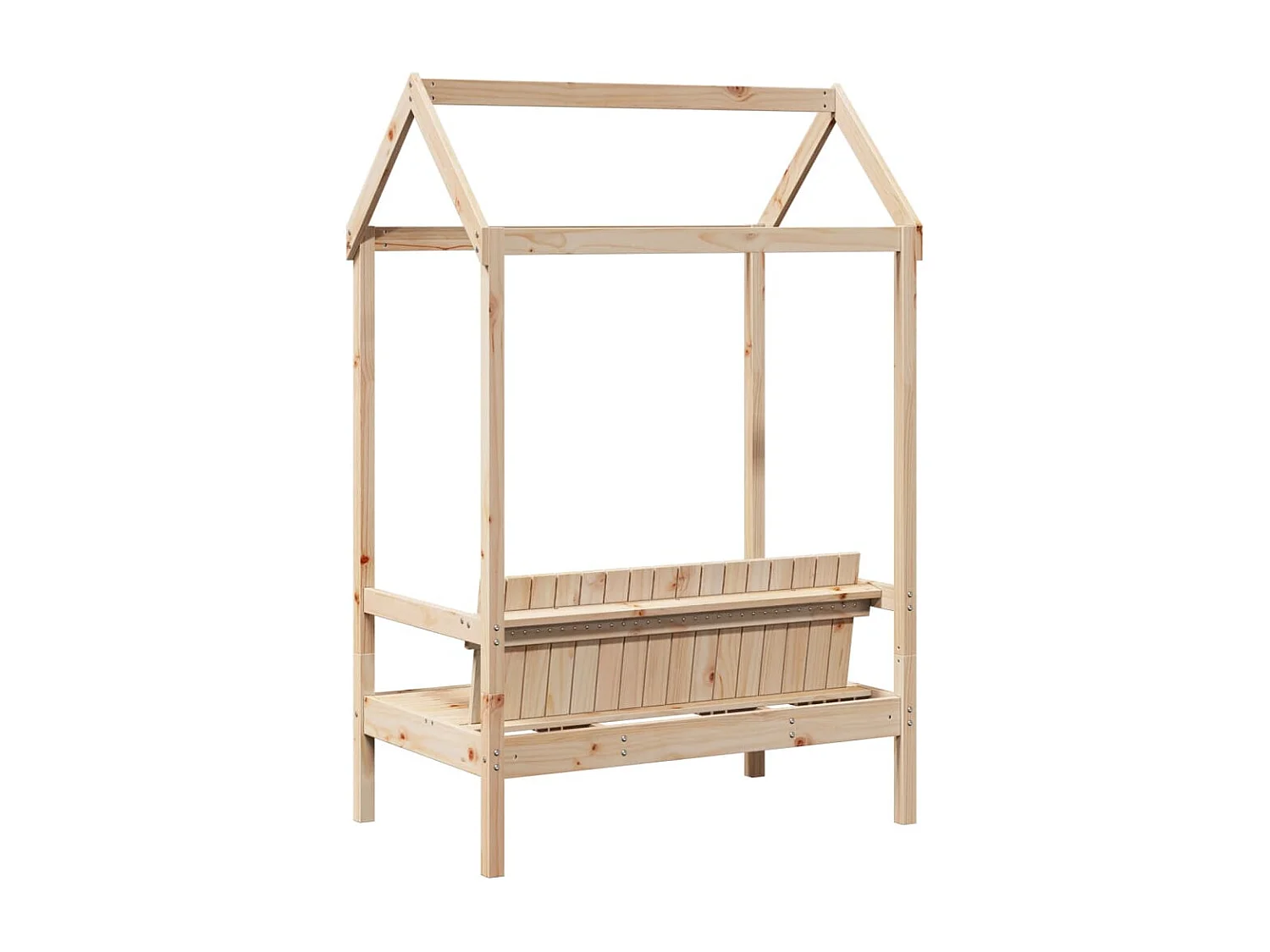 Bank met dak 117,5x70x176,5 cm massief grenenhout