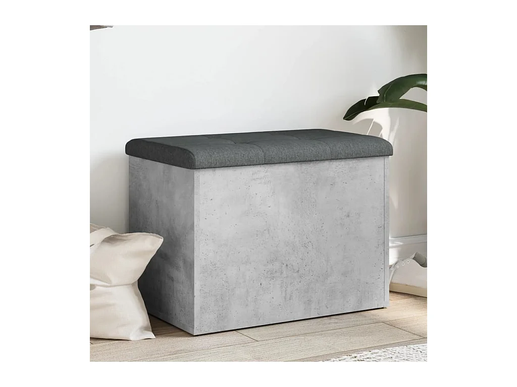 Opbergbankje 62x42x45 cm bewerkt hout betongrijs