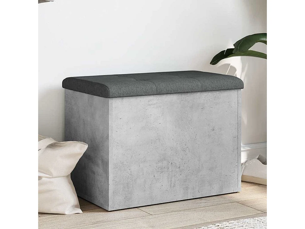 Opbergbankje 62x42x45 cm bewerkt hout betongrijs