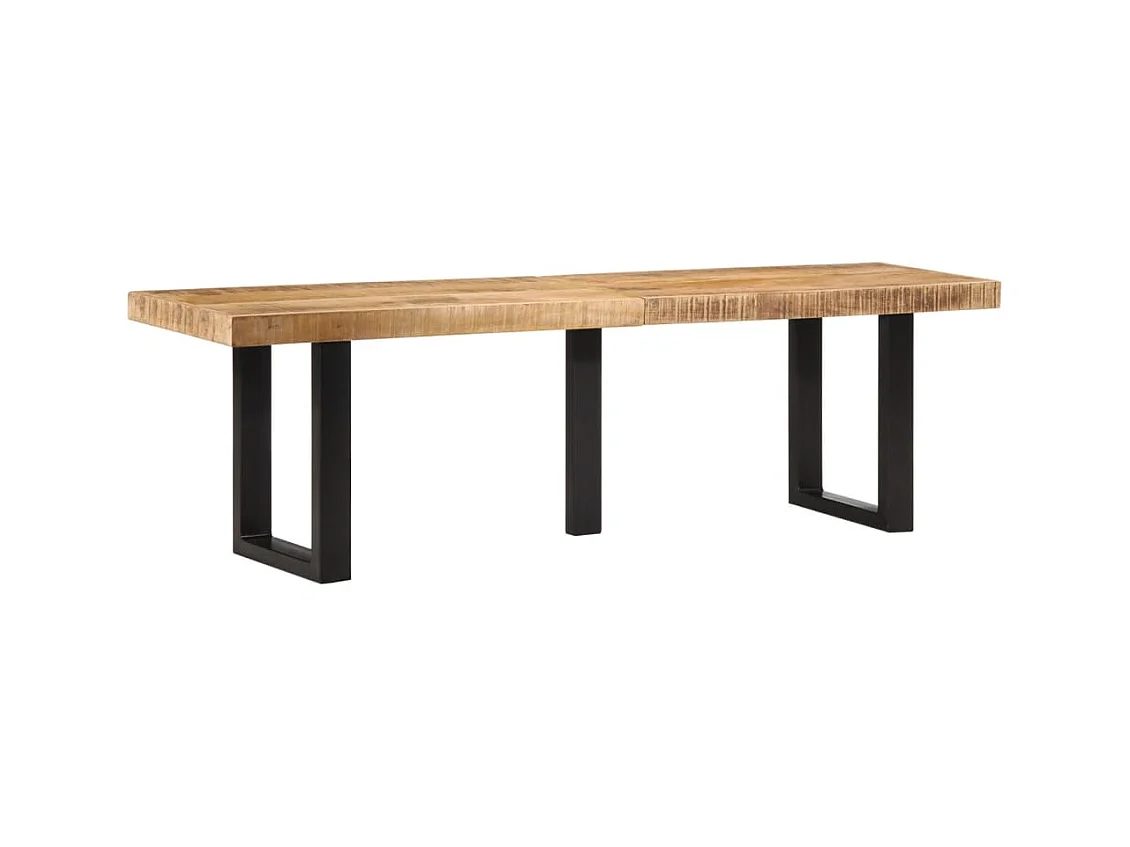 Banc 160 cm bois de manguier brut massif et acier