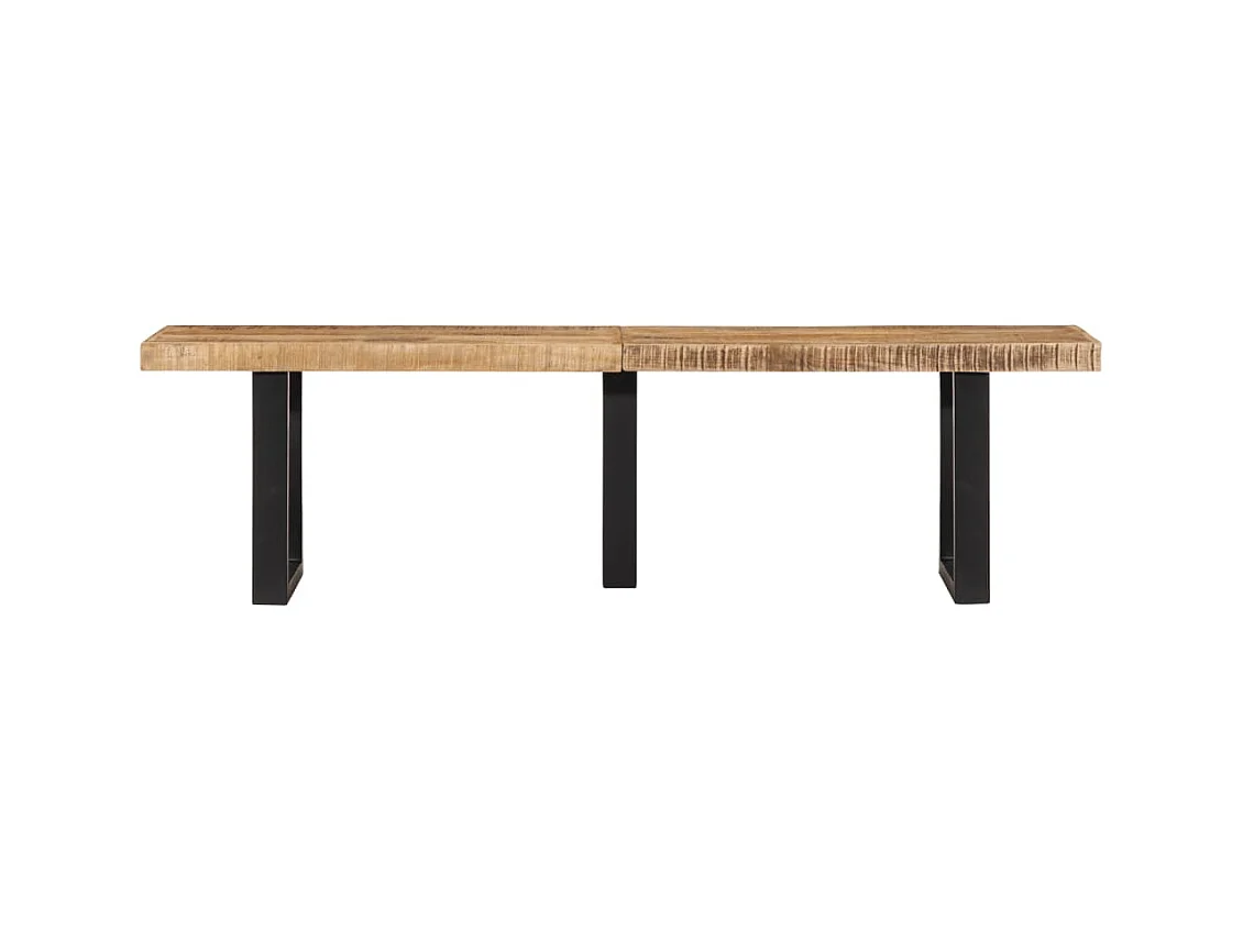 Banc 160 cm bois de manguier brut massif et acier