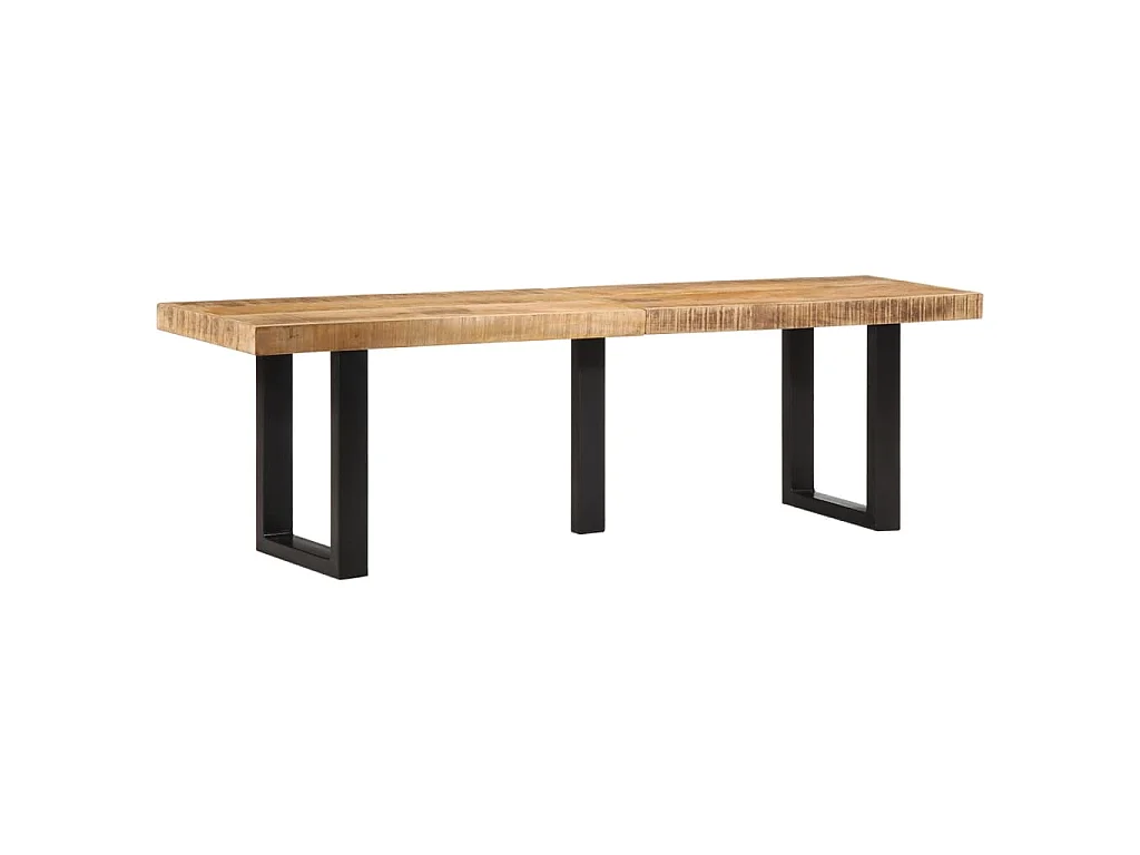 Banc 160 cm bois de manguier brut massif et acier