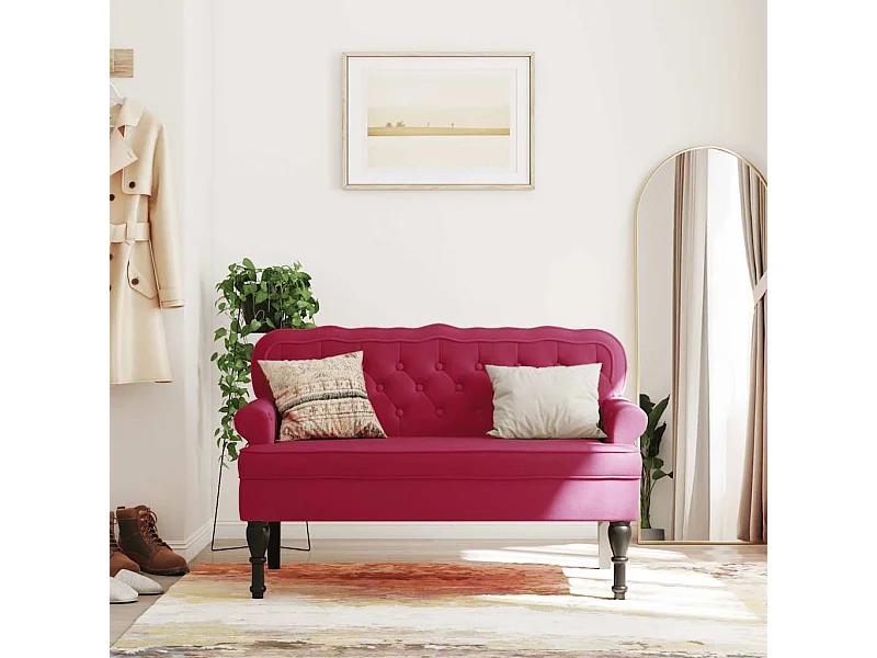 Banc avec dossier bordeaux 119,5x64,5x75 cm velours