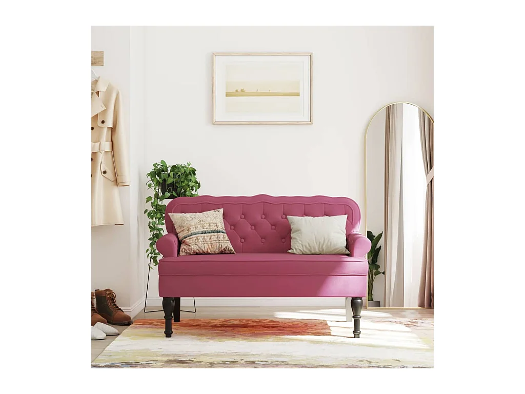 Bankje met rugleuning 119,5x64,5x75 cm fluweel wijnrood