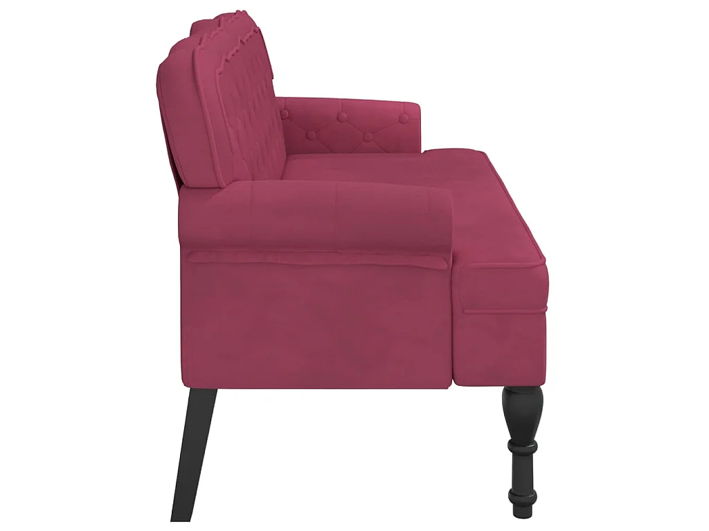 Sitzbank mit Rückenlehne Weinrot 119,5x64,5x75 cm Samt