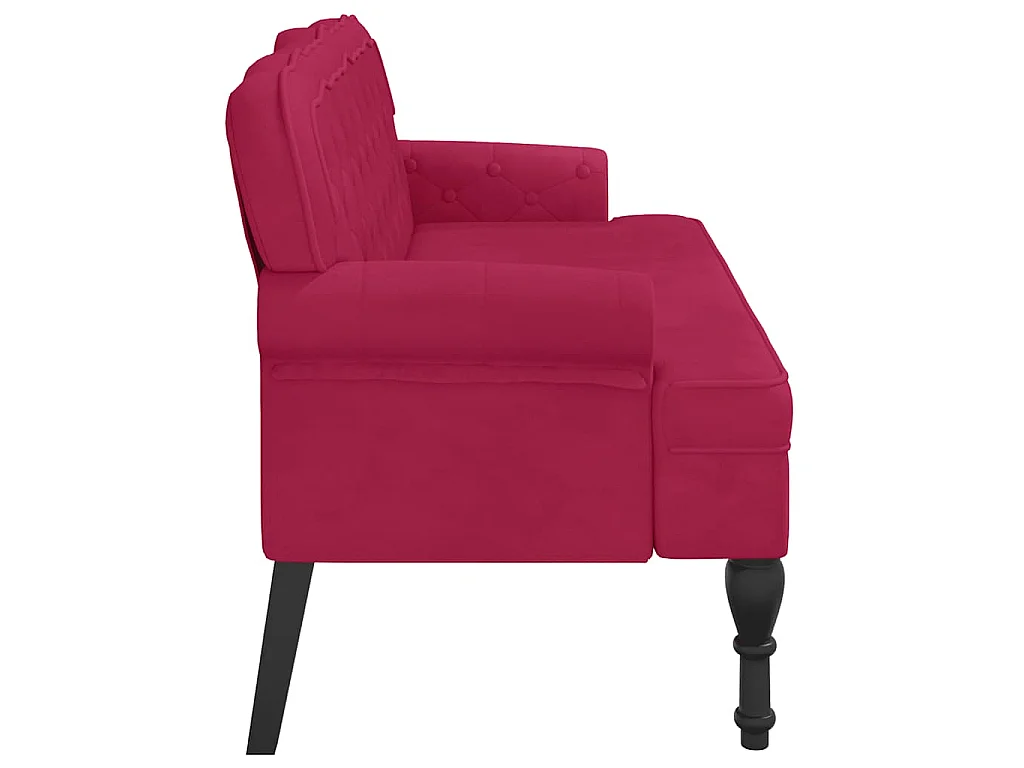 Banc avec dossier bordeaux 119,5x64,5x75 cm velours