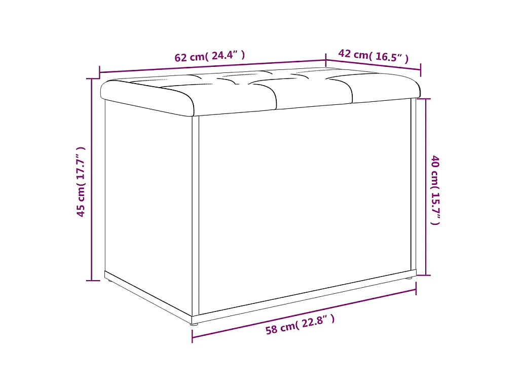Banc de rangement Blanc 62x42x45 cm Bois d'ingénierie