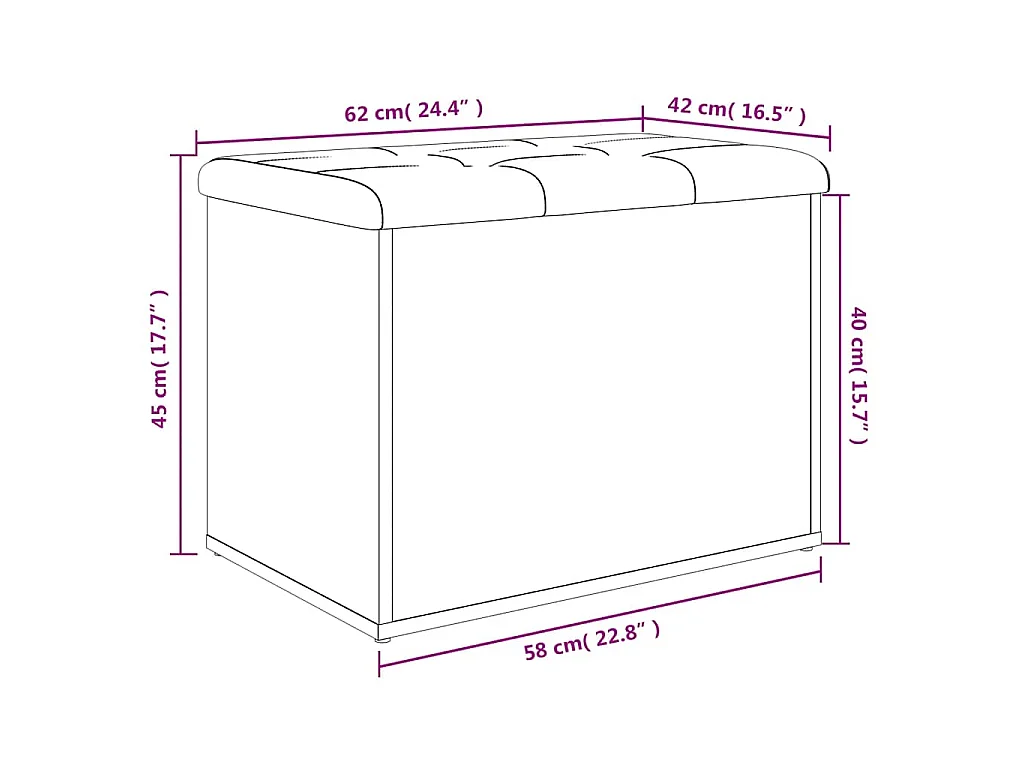 Panca contenitore bianca 62x42x45 cm in legno ingegnerizzato
