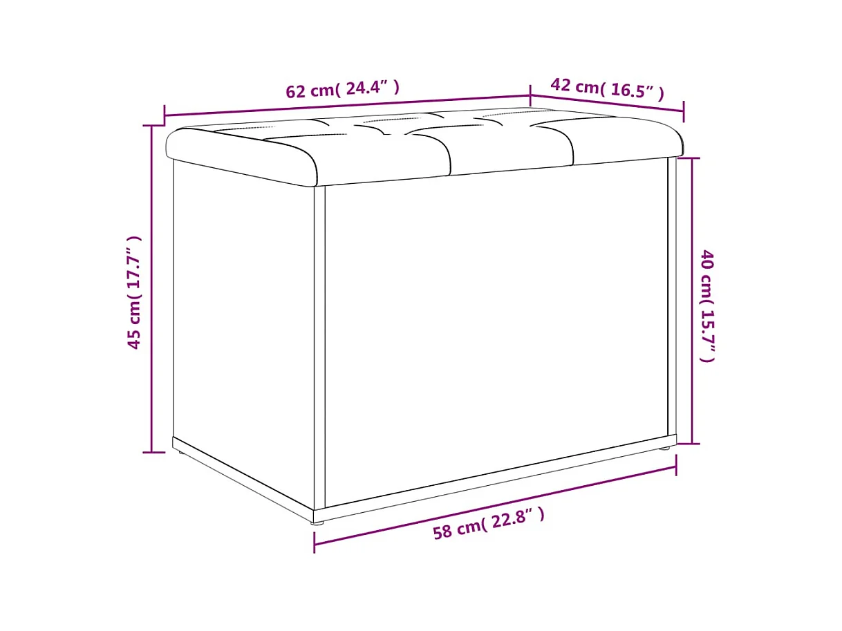 Panca Portaoggetti Rovere Fumo 62x42x45 cm Legno Multistrato