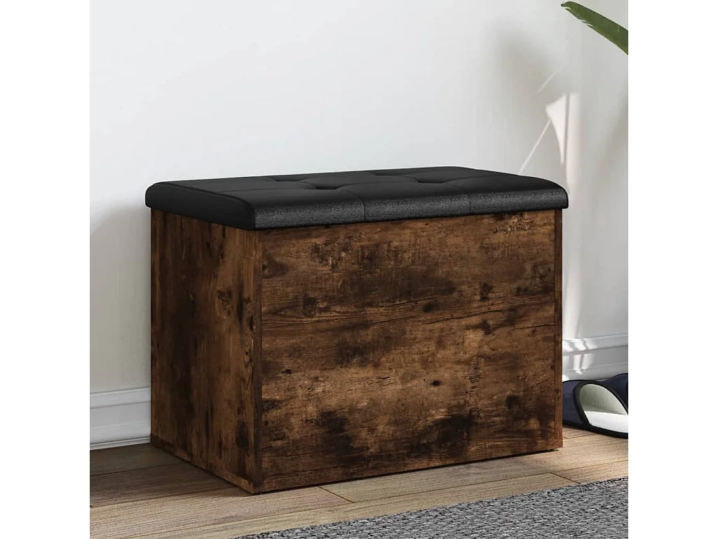 Banc de rangement chêne fumé 62x42x45 cm bois d'ingénierie
