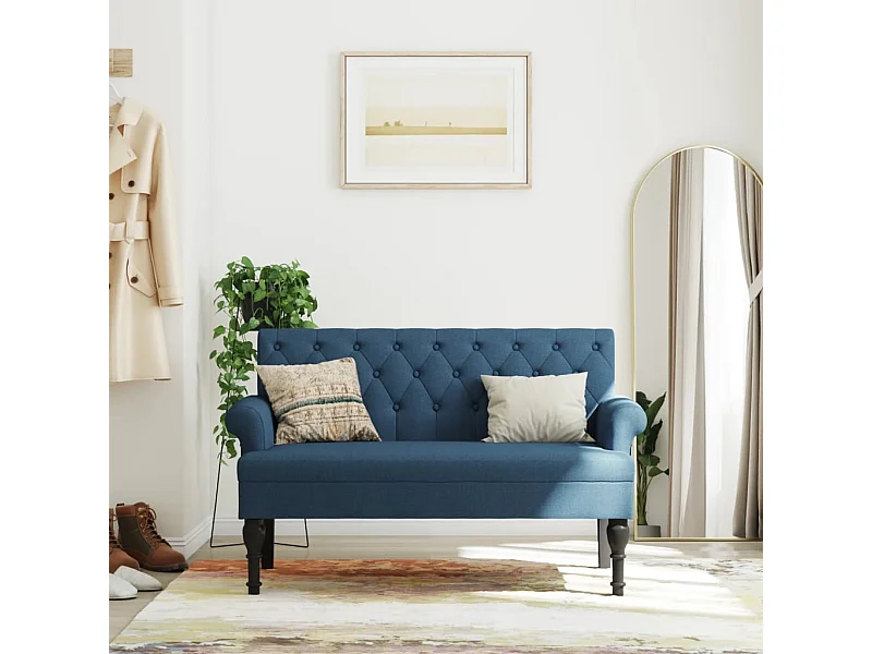 Panca con Schienale Blu 120x62x75,5 cm in Tessuto