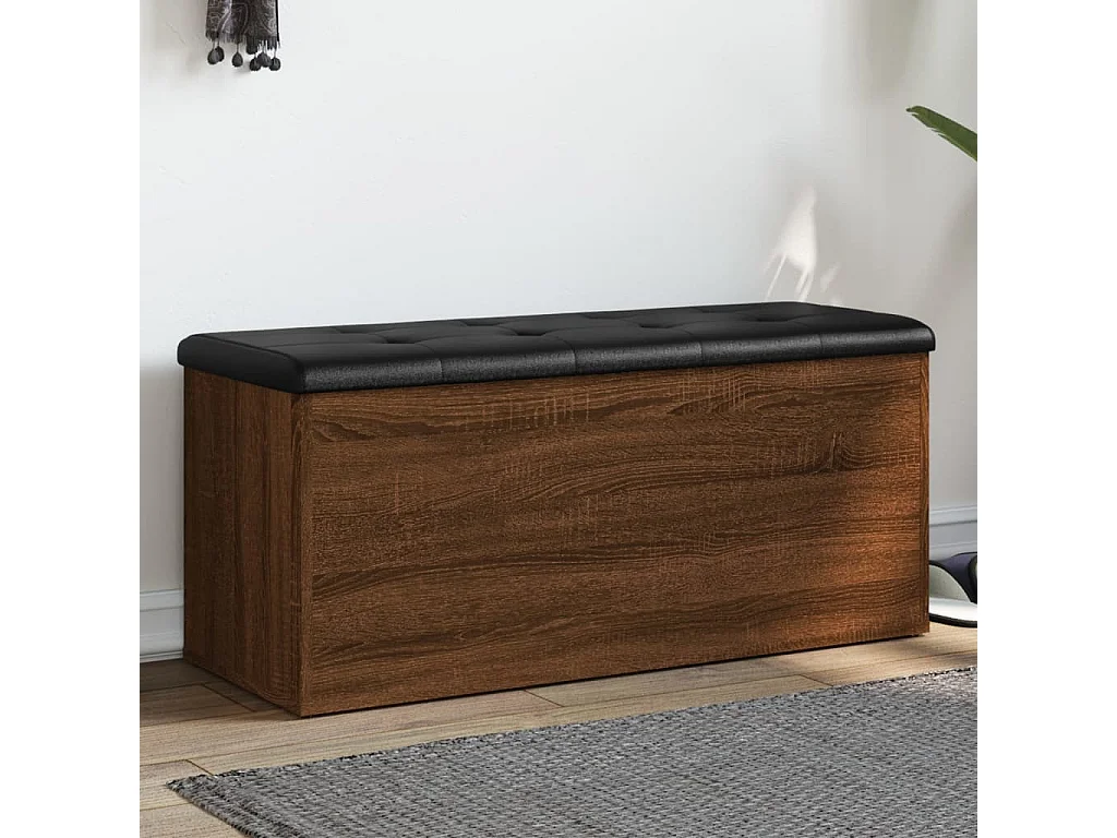 Sitzbank mit Stauraum Braun Eiche 102x42x45 cm Holzwerkstoff