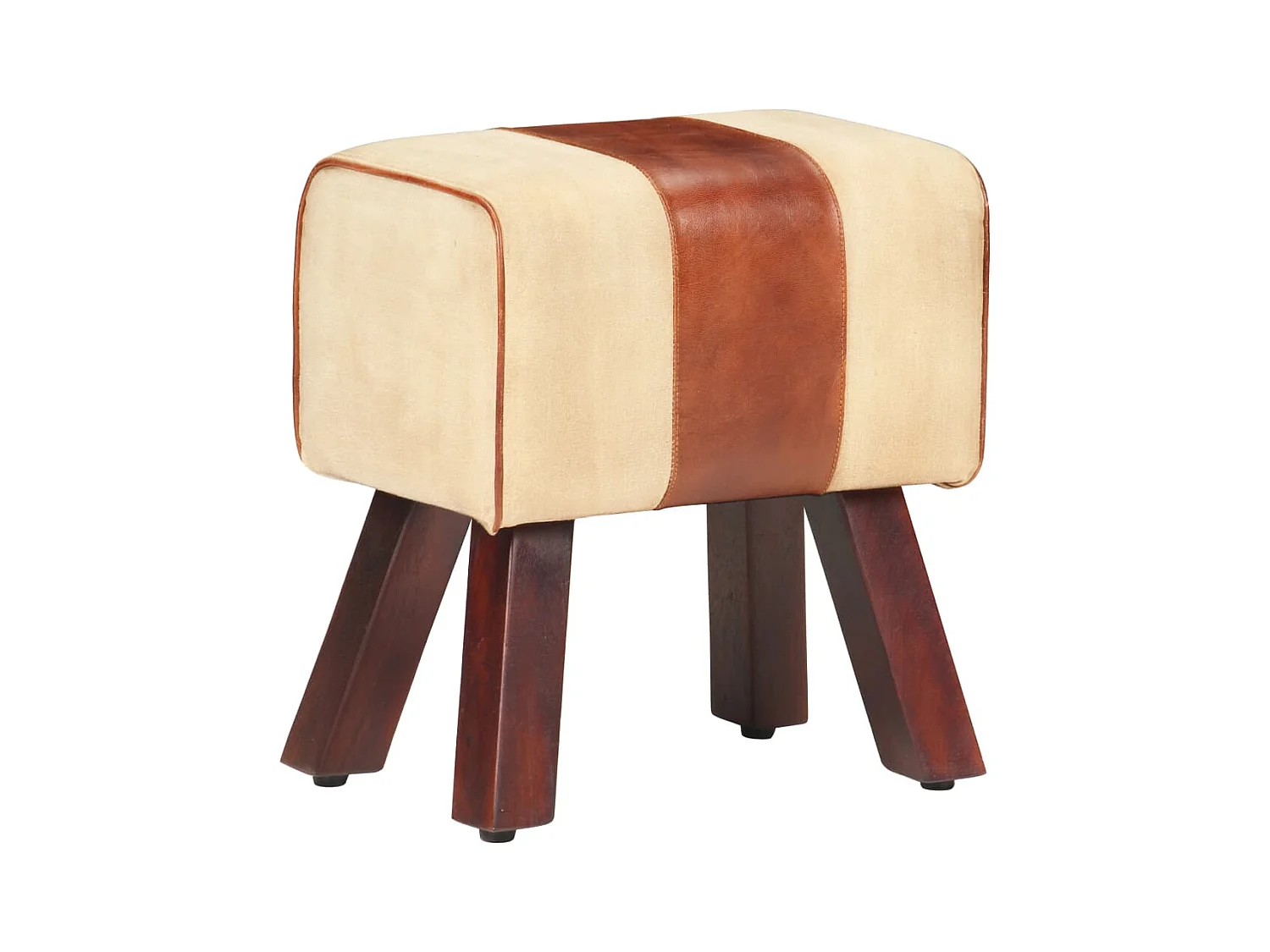 Banc saut de cheval 38 cm marron cuir véritable et manguier