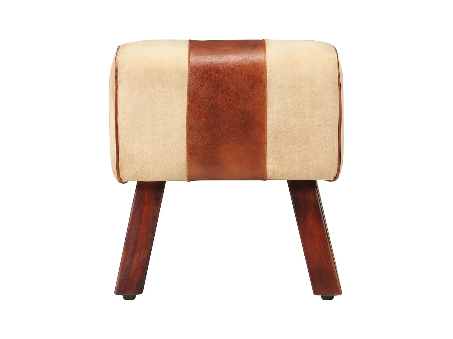 Banc saut de cheval 38 cm marron cuir véritable et manguier