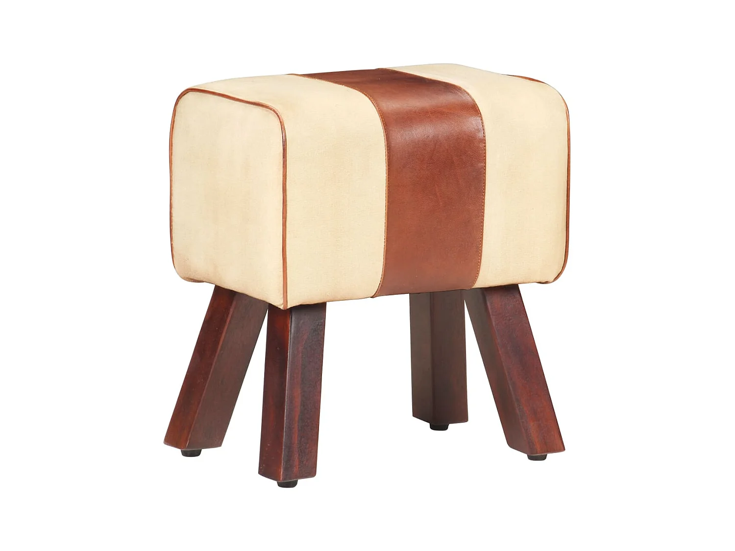 Banc saut de cheval 38 cm marron cuir véritable et manguier