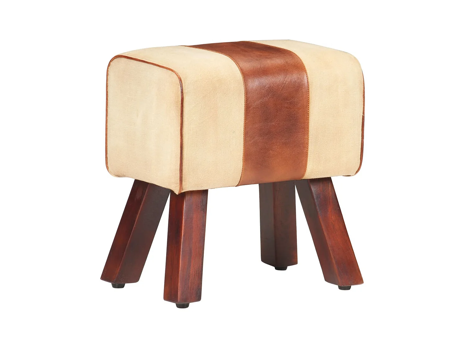 Banc saut de cheval 38 cm marron cuir véritable et manguier