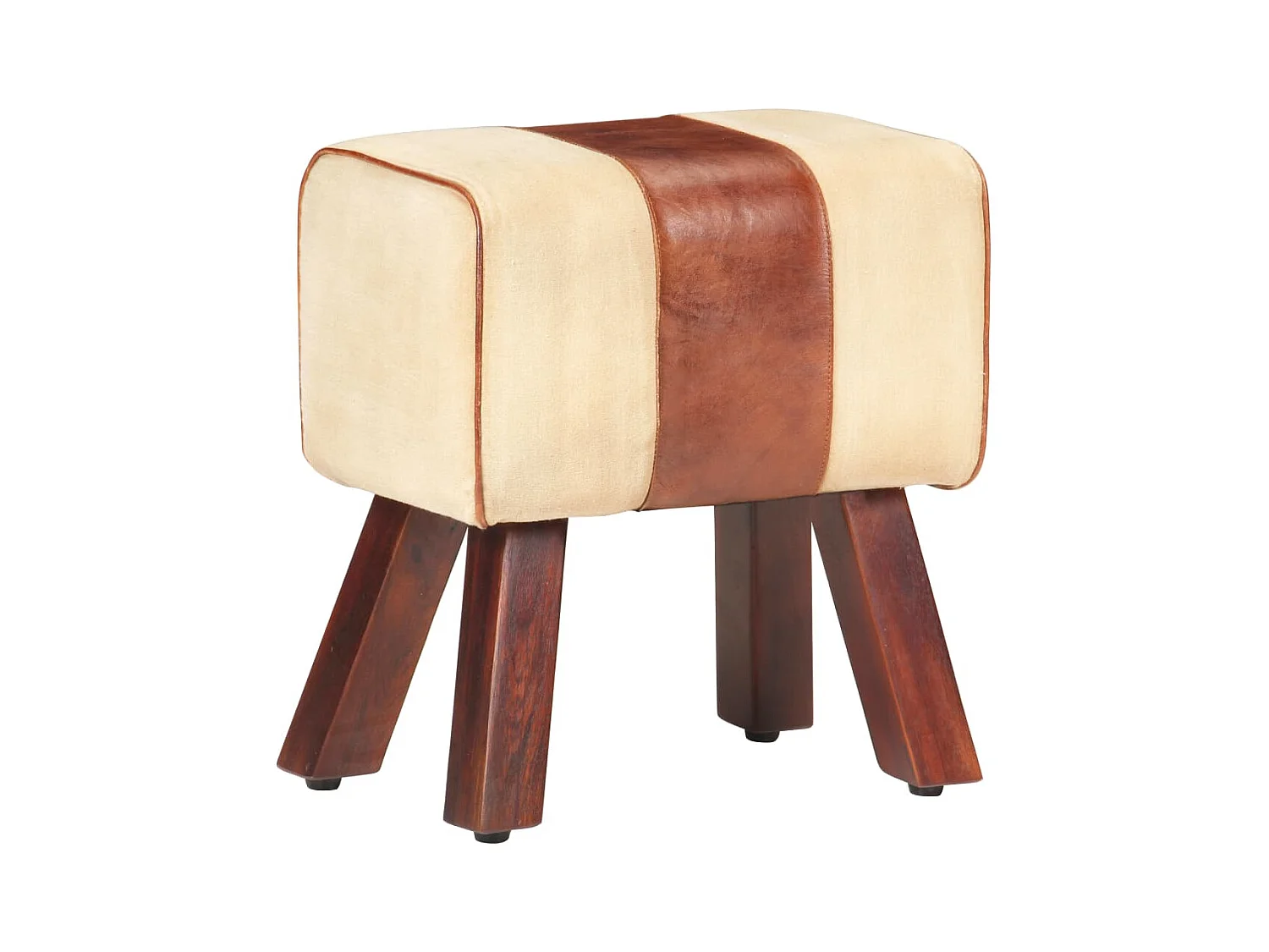 Banc saut de cheval 38 cm marron cuir véritable et manguier