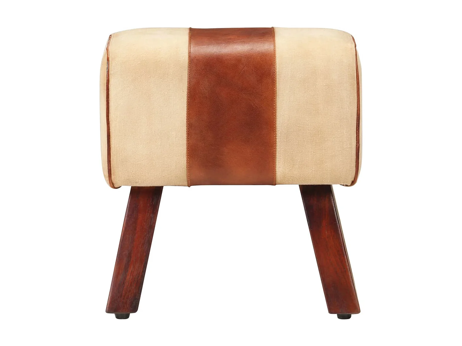 Sitzbank Turnbock-Design 38 cm Braun Echtleder Massivholz Mango