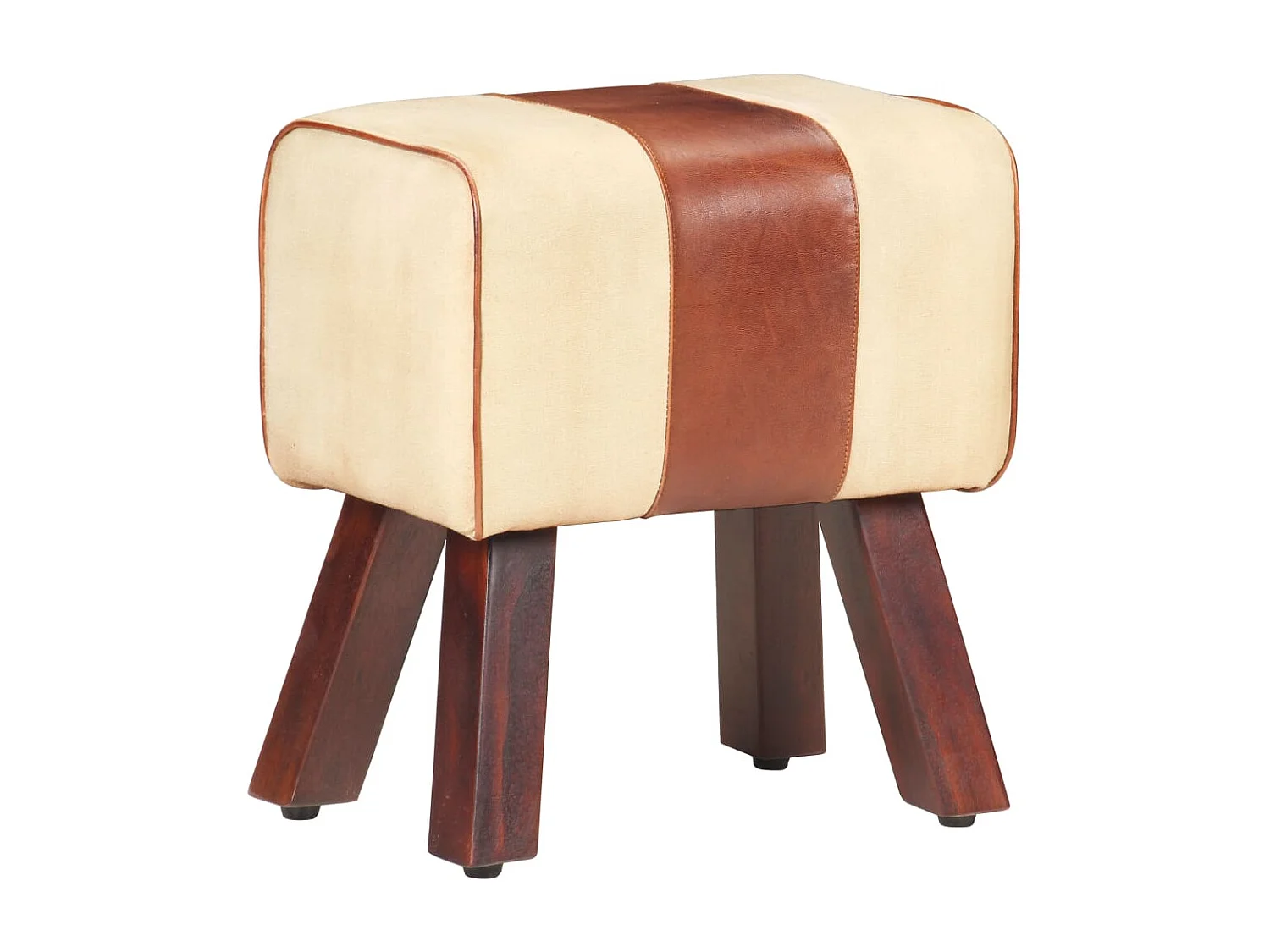 Sitzbank Turnbock-Design 38 cm Braun Echtleder Massivholz Mango