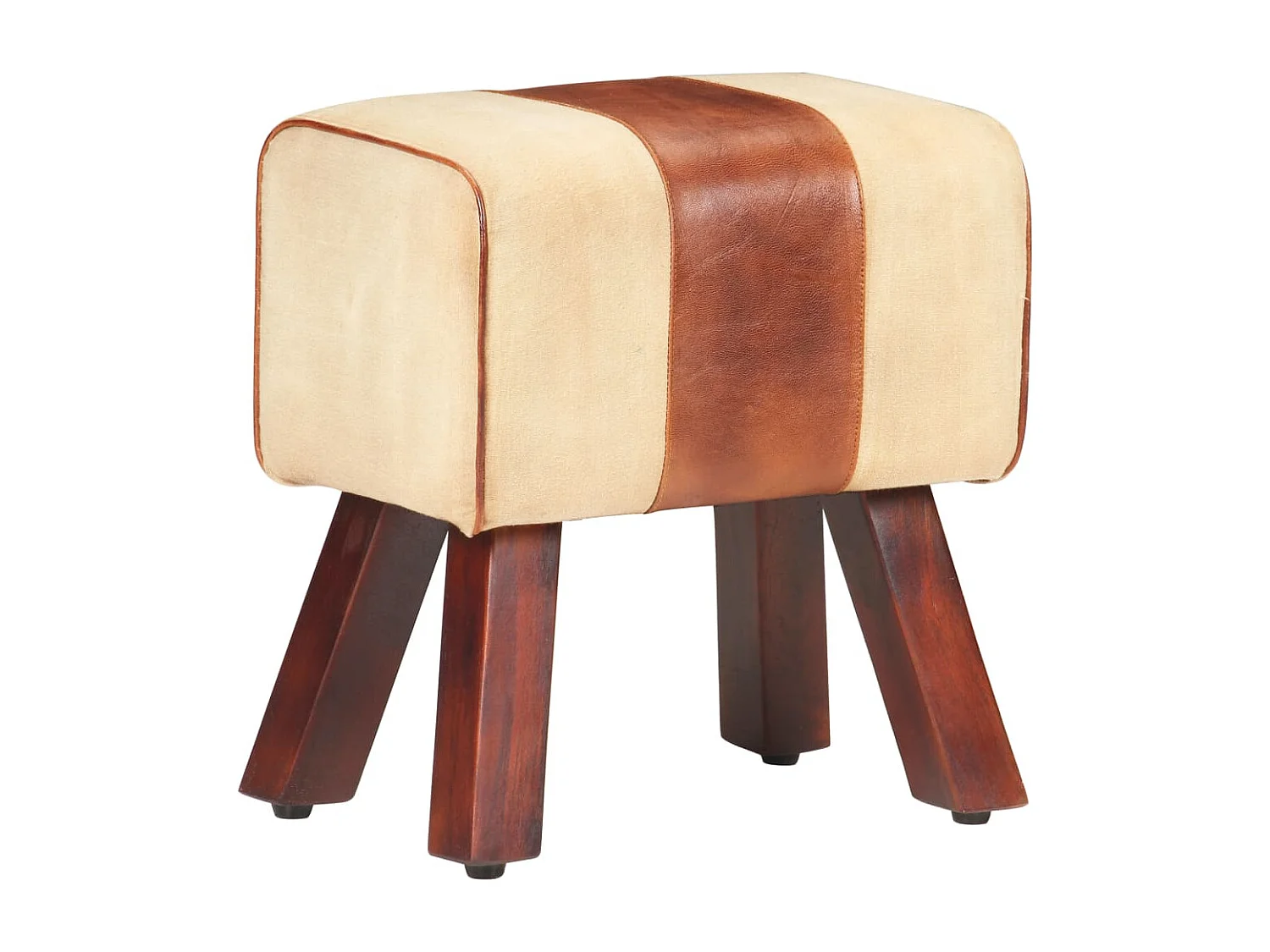 Sitzbank Turnbock-Design 38 cm Braun Echtleder Massivholz Mango