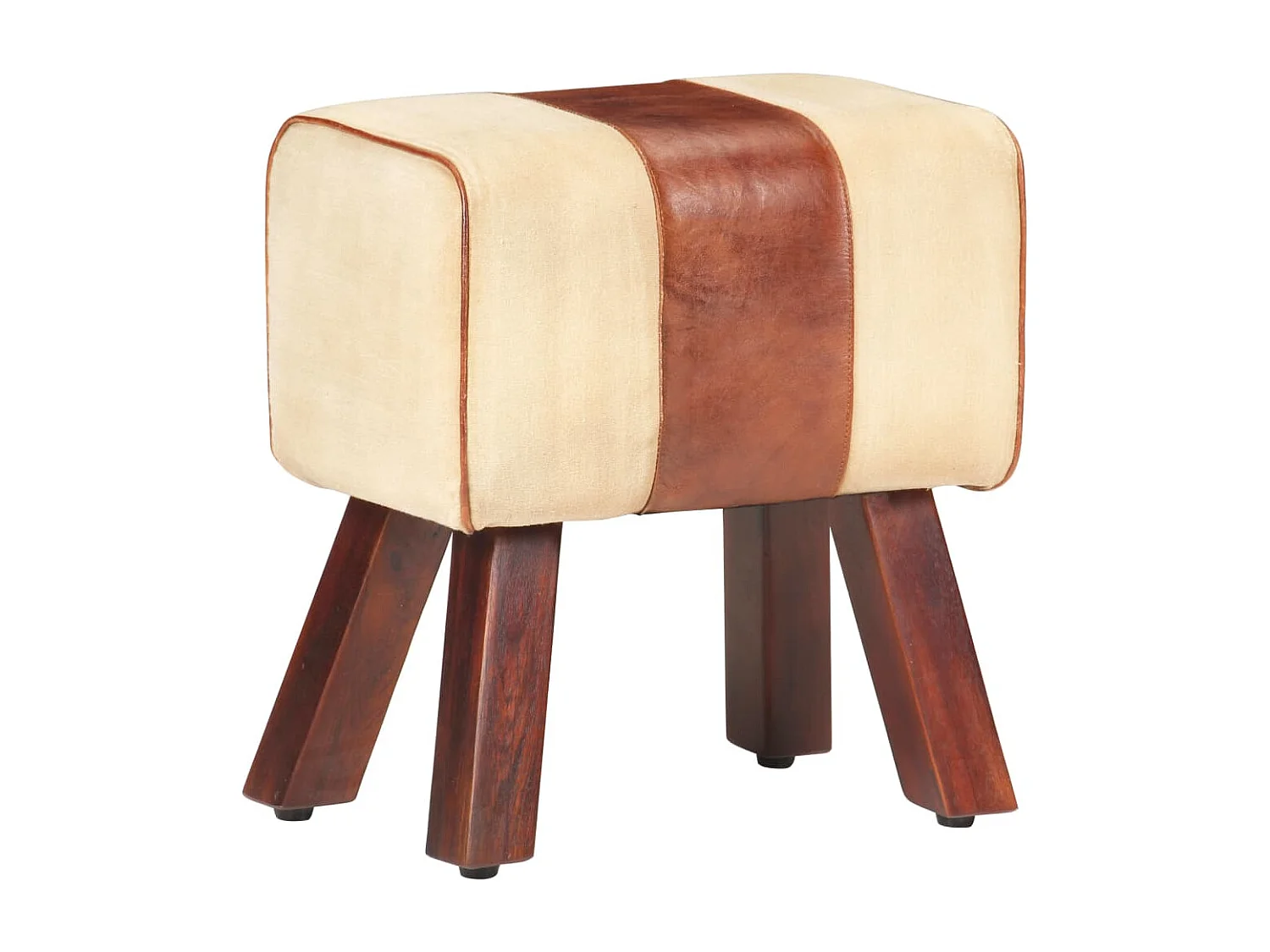 Sitzbank Turnbock-Design 38 cm Braun Echtleder Massivholz Mango