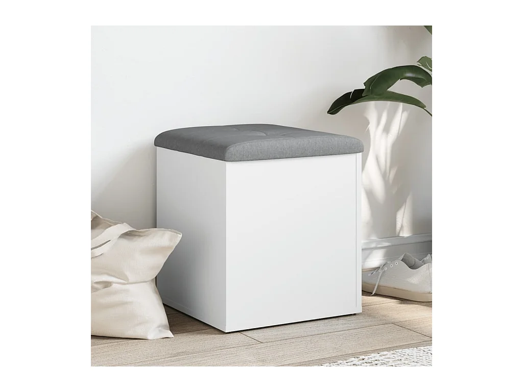 Banc de rangement blanc 42x42x45 cm bois d'ingénierie