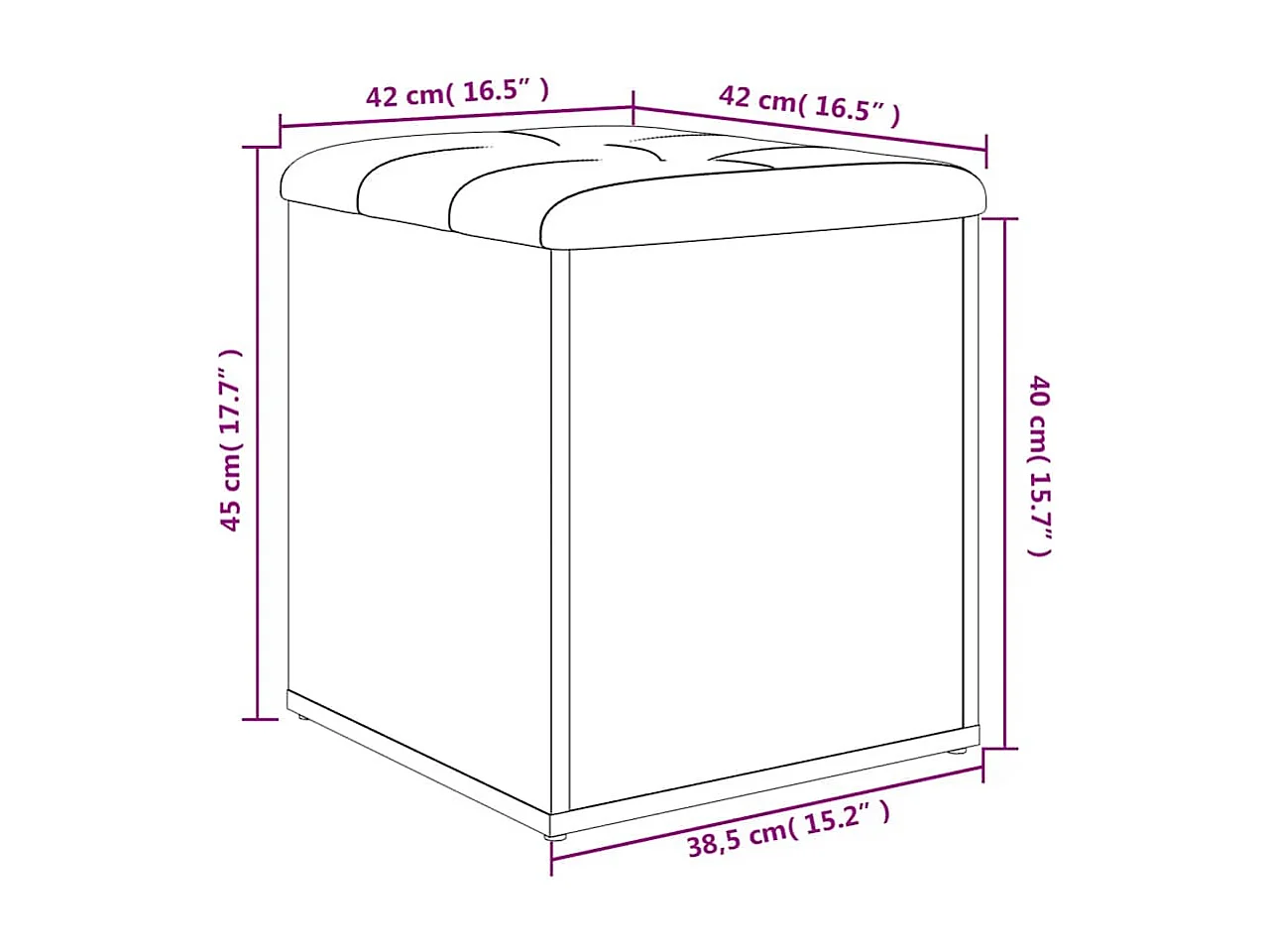 Banco de almacenaje blanco 42x42x45 cm madera de ingeniería