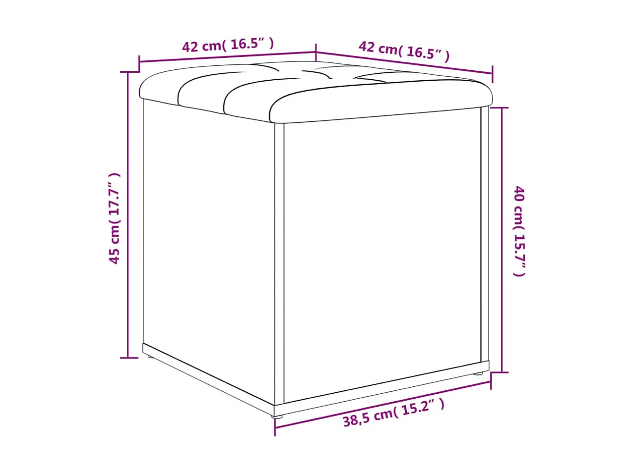 Banco de almacenaje blanco 42x42x45 cm madera de ingeniería