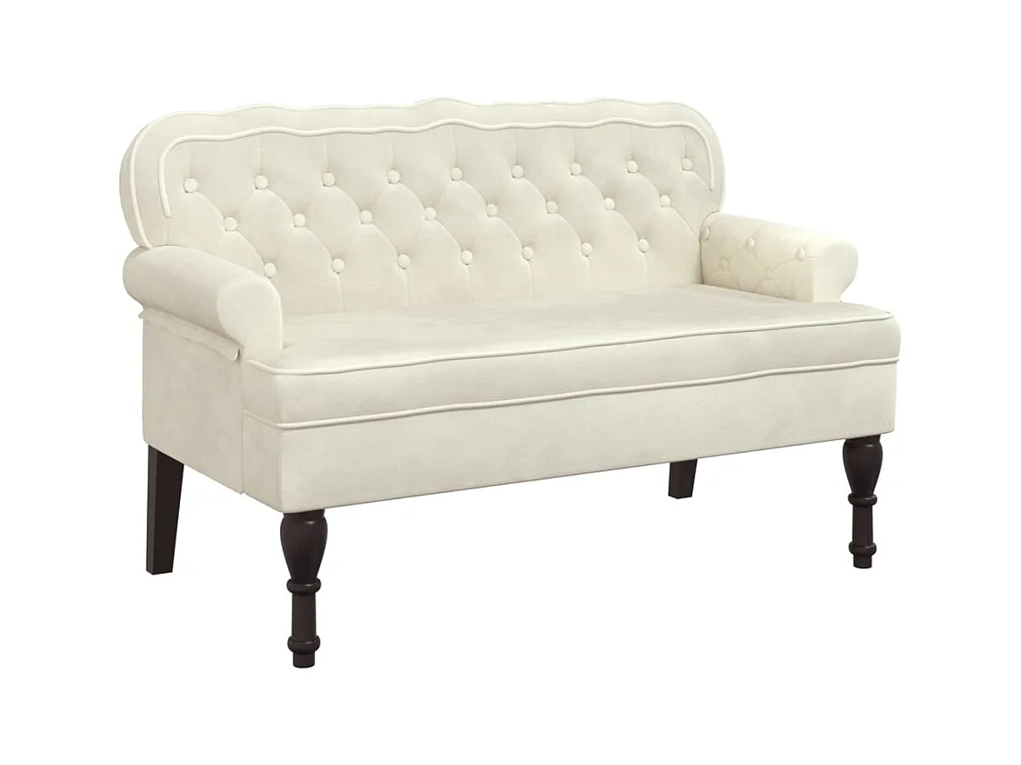 Banc avec dossier crème 119,5x64,5x75 cm velours
