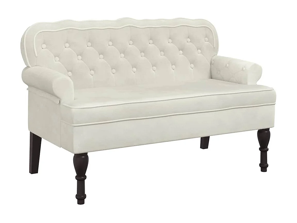 Banc avec dossier crème 119,5x64,5x75 cm velours