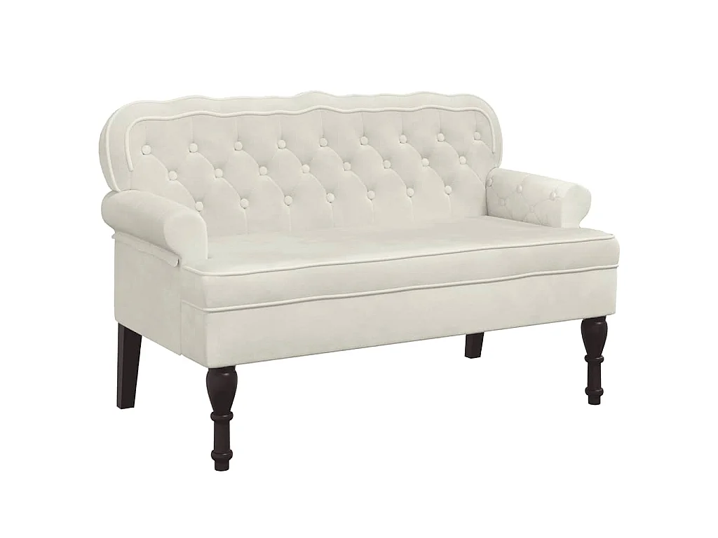 Banc avec dossier crème 119,5x64,5x75 cm velours