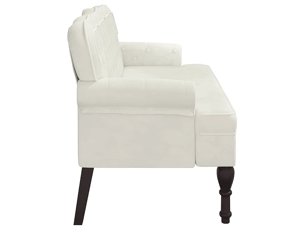 Banc avec dossier crème 119,5x64,5x75 cm velours