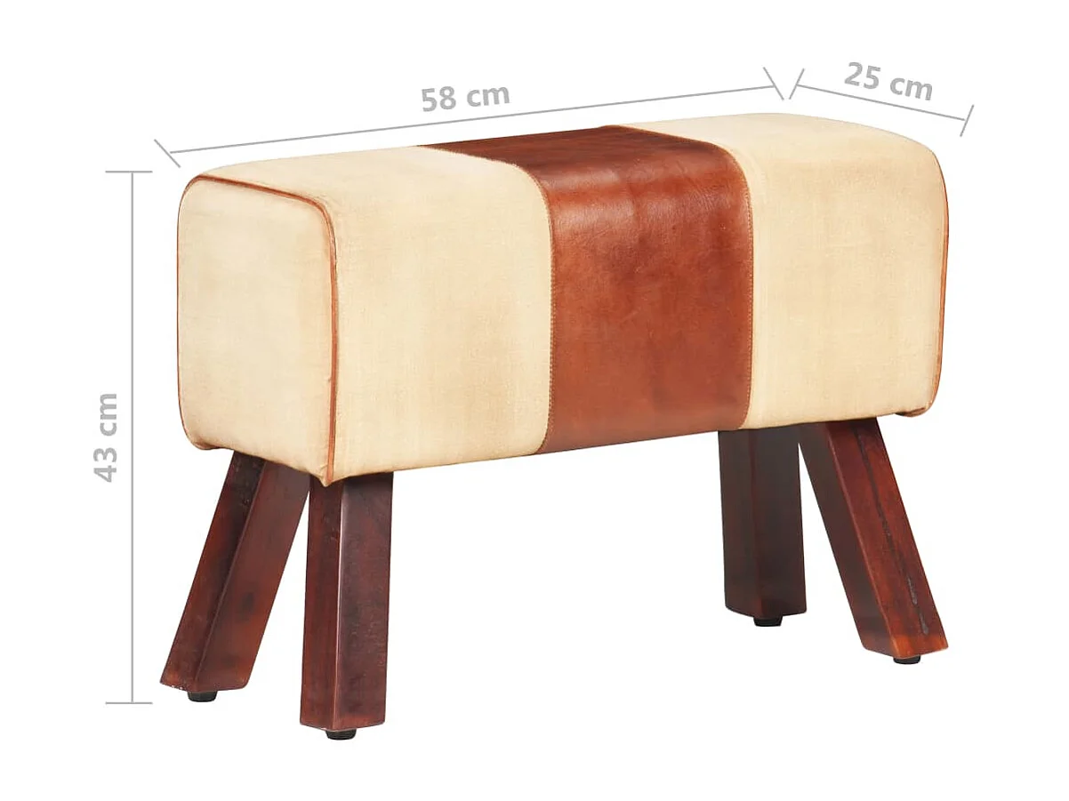 Boque de ginásio 58 cm couro genuíno castanho/mangueira maciça