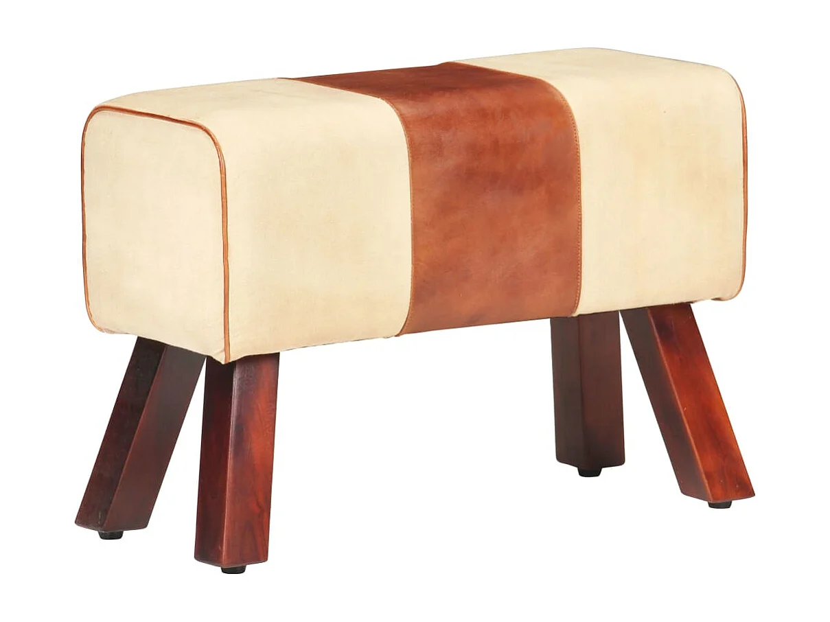 Boque de ginásio 58 cm couro genuíno castanho/mangueira maciça