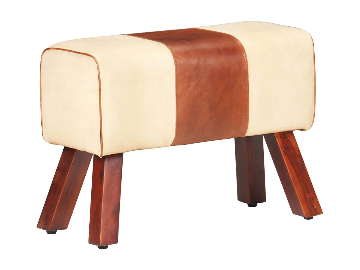 Boque de ginásio 58 cm couro genuíno castanho/mangueira maciça