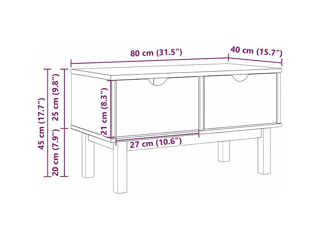 Banco de entrada OTTA 80x40x45 cm pinho maciço