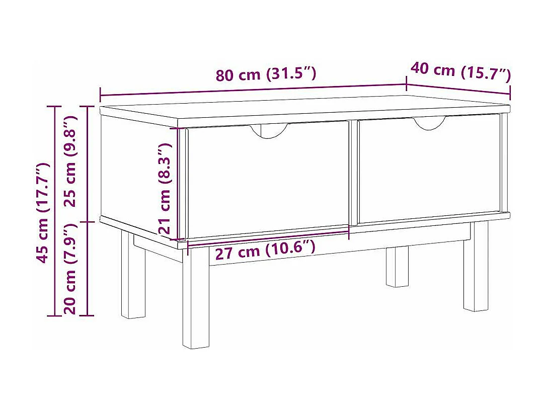 Flurbank OTTA 80x40x45 cm Massivholz Kiefer