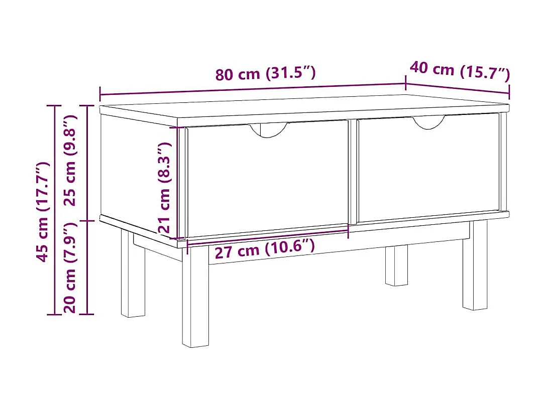 Flurbank OTTA 80x40x45 cm Massivholz Kiefer