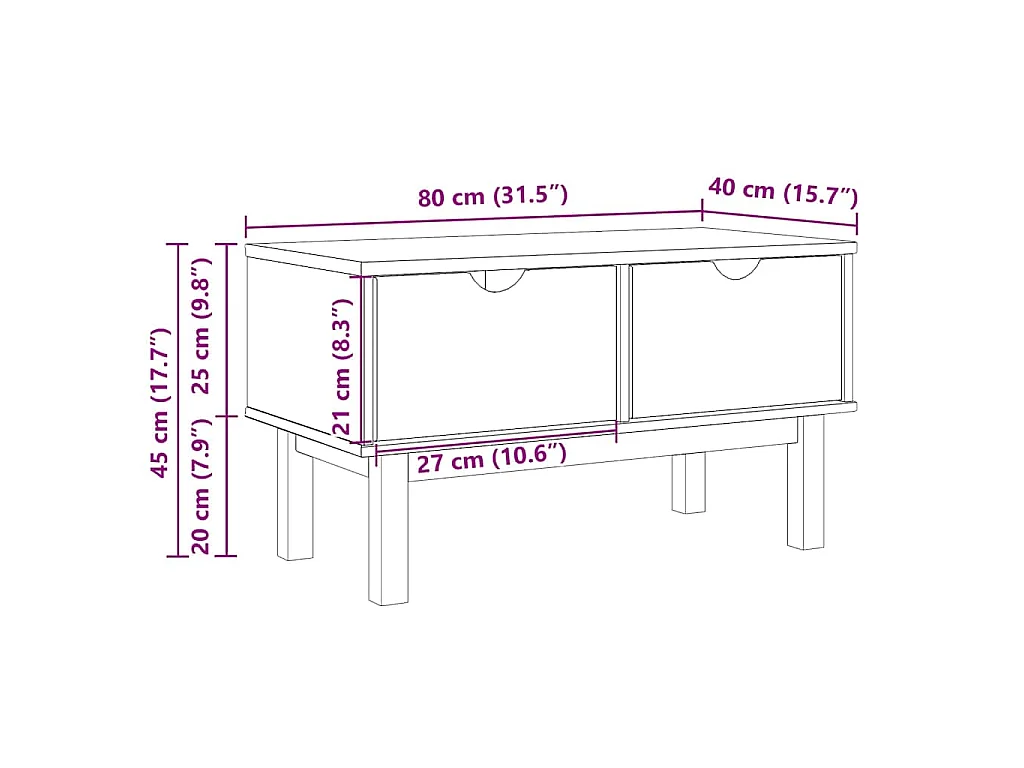 Banc de couloir OTTA 80x40x45 cm bois de pin massif