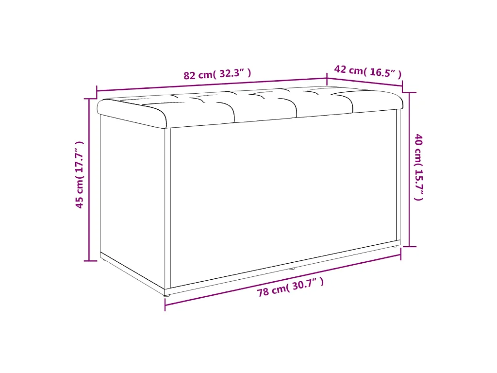 Banc de rangement Chêne Sonoma 82x42x45 cm Bois d'ingénierie