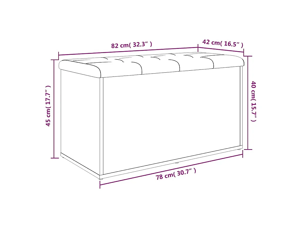 Banc de rangement Chêne Sonoma 82x42x45 cm Bois d'ingénierie
