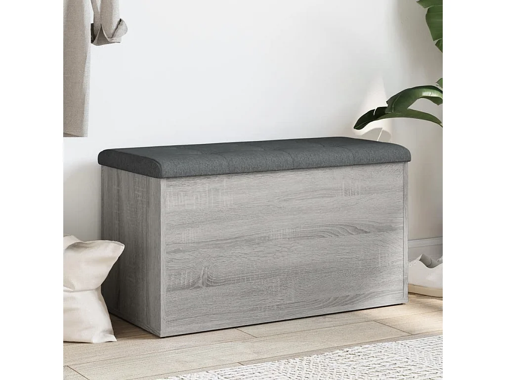Opbergbankje 82x42x45 cm bewerkt hout grijs sonoma eikenkleurig