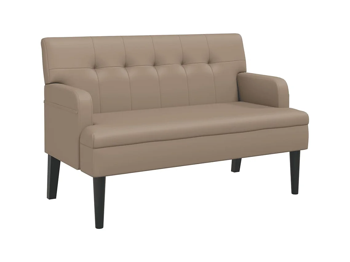 Bankje met rugleuning 112x65,5x75 cm kunstleer cappuccinokleur