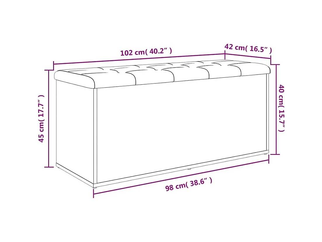 Panca Portaoggetti Grigio Sonoma 102x42x45 cm Legno Multistrato