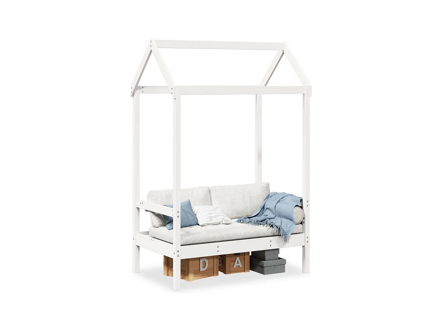 Banc avec toit blanc 117,5x70x176,5 cm bois de pin massif