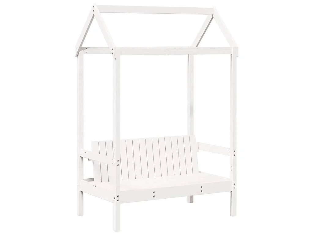 Panchina con Tetto Bianca 117,5x70x176,5 cm in Legno di Pino